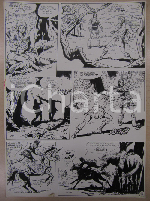 1976 BD FANTASY FRANCE La saga de KABUR N° 2 tav.15 Original BERNASCONI LUBE 15 marzo 1976 FANTASY FRANCESE LA SAGA DE KABUR episodio n° 2 - VARLACH LE DEMON Tavola 15 Tavola originale di LUBE cm 35 x 45 Pregevole tavola originale e autografa, realizzata a china su carta, del grande disegnatore Luciano Bernasconi (LUBE), per il noto fumetto fantasy eroico francese 'La saga de Kabur', su testo di Claude J. Legrand e pubblicato dalle Edizioni Lug. Il fumetto narra le avventure del principe Kabur d'Ultima Thulé, esiliato dal suo regno e condannato a errare con la fedele compagna Lagrid. In mediocri condizioni (lievi piegature angolari, macchia al margine inferiore). Tavola d'epoca, originale, autentica. NOTA BIOGRAFICA Luciano Bernasconi (alias Lube, Saint Germain) nasce a Roma nel 1939. Dal 1959 al 1964 prepara i disegni a matita per Carlo Cedroni, disegnatore dell'agenzia romana Barbato/Mancini che si occupa della produzione di fumetti per 1'editrice Lug di Lione. Nello stesso periodo ha anche saltuarie collaborazioni, sempre per le matite, con Alberto Giolitti, Ruggero Giovannini, Gino Guida, Nevio Zeccara e Annibale Casabianca. Nel 1966 inizia la collaborazione con le Edizioni Europer di Roma, disegnando serie di guerra per la testata ATTAK. Nel 1967 lega il suo nome alla serie PAPPAGONE, ideata e sceneggiata da Luigi De Filippo e la serie successiva CICCIO E FRANCO. Per la stessa casa editrice, la Gallo Rosso di Roma, disegna alcuni fascicoli della Donna Invisibile più varie illustrazioni. Nel 1968 disegna tre albi dell'Intrepido per 1'Editrice Universo. Nel 1969 inizia la collaborazione, tramite l'agenzia Martini/Maffi di Milano con le Editions Lug, realizzando le serie WAMPUS e BOB LANCE. Dal 1970 ha inizio la collaborazione diretta con 1'editrice francese, collaborazione che durerà fino alla chiusura della stessa. Per la Francia, realizza vari personaggi L'AUTRE, KABUR, WAKI, LE GLADIATEUR DE BRONZE, BOB FLAY, L'AMI BARRY, JEFF SULLIVAN, BILLY BOYD, PHENIX, KIT KAPPA, BABY BANG (alcuni episodi), STARLOK, IL GRANDE BLEK (2 episodi) più alcune storie singole. Nel 1978 inizia a lavorare con il Giornalino della San Paolo Editrice per cui esegue storie brevi che spaziano dal costume alla fantascienza. Nel 1979 ha inizio anche la collaborazione con la Edifumetto di Milano, per la quale realizza storie di genere erotico/porno, collaborazione che dura sino alla chiusura della casa editrice creata da Renzo Barbieri. Nel 1983 è invitato a partecipare al fumetto dell'estate Welcome to Rome, su sceneggiatura di Dal Prà, da un'idea dell'assessore Nicolini. Fa parte dei 40 disegnatori che si alternano alla realizzazione della storia, pubblicata a puntate sul quotidiano Il Messaggero. Dal 1989 collabora con la Blue Press di Roma, sempre nel genere erotico/porno ed esegue anche due racconti per la testata Splatter. Nel dicembre del 1990 disegna il numero di Natale di BLACK JACK per la Edifumetto. Nel 1991 disegna le matite del quarto episodio di Gordon Linch, con inchiostri di Della Monica. Dello stesso anno è anche una storia breve per 1'Intrepido. Nel 1993 esegue varie storie tra cui un'avventura di Sherlock Holmes (inedita) per la rivista Crimen. Tra il 1994 e il 1995 collabora con 1'editrice Fenix di Roma, disegnando varie storie, tra cui la versione a fumetti del romanzo erotico GAMIANI. Nell'estate del 1995 riprende la collaborazione con L'Intrepido, disegnando due storie Western di Dal Prà e alcuni episodi della serie I CUSTODI.Comparso sulla Enciclopedia del Fumetto di Graziano Origa nel 1977, appare anche su Foto di famiglia di Gianni Bono su TEX n° 172 del 1975. Citazioni altresì su DIVA della Glittering Images di Firenze e pubblicazioni francesi tra cui: Le Collectionneur de Bandes Dessinees. originale e autentica 1 1976 BD FANTASY FRANCE La saga de KABUR N° 2 tav.15 Original BERNASCONI LUBE 15 marzo 1976 FANTASY FRANCESE LA SAGA DE KABUR episodio n° 2 - VARLACH LE DEMON Tavola 15 Tavola originale di LUBE cm 35 x 45 Pregevole tavola originale e autografa, realizzata a china su carta, del grande disegnatore Luciano Bernasconi (LUBE), per il noto fumetto fantasy eroico francese 'La saga de Kabur', su testo di Claude J. Legrand e pubblicato dalle Edizioni Lug. Il fumetto narra le avventure del principe Kabur d'Ultima Thulé, esiliato dal suo regno e condannato a errare con la fedele compagna Lagrid. In mediocri condizioni (lievi piegature angolari, macchia al margine inferiore). Tavola d'epoca, originale, autentica. NOTA BIOGRAFICA Luciano Bernasconi (alias Lube, Saint Germain) nasce a Roma nel 1939. Dal 1959 al 1964 prepara i disegni a matita per Carlo Cedroni, disegnatore dell'agenzia romana Barbato/Mancini che si occupa della produzione di fumetti per 1'editrice Lug di Lione. Nello stesso periodo ha anche saltuarie collaborazioni, sempre per le matite, con Alberto Giolitti, Ruggero Giovannini, Gino Guida, Nevio Zeccara e Annibale Casabianca. Nel 1966 inizia la collaborazione con le Edizioni Europer di Roma, disegnando serie di guerra per la testata ATTAK. Nel 1967 lega il suo nome alla serie PAPPAGONE, ideata e sceneggiata da Luigi De Filippo e la serie successiva CICCIO E FRANCO. Per la stessa casa editrice, la Gallo Rosso di Roma, disegna alcuni fascicoli della Donna Invisibile più varie illustrazioni. Nel 1968 disegna tre albi dell'Intrepido per 1'Editrice Universo. Nel 1969 inizia la collaborazione, tramite l'agenzia Martini/Maffi di Milano con le Editions Lug, realizzando le serie WAMPUS e BOB LANCE. Dal 1970 ha inizio la collaborazione diretta con 1'editrice francese, collaborazione che durerà fino alla chiusura della stessa. Per la Francia, realizza vari personaggi L'AUTRE, KABUR, WAKI, LE GLADIATEUR DE BRONZE, BOB FLAY, L'AMI BARRY, JEFF SULLIVAN, BILLY BOYD, PHENIX, KIT KAPPA, BABY BANG (alcuni episodi), STARLOK, IL GRANDE BLEK (2 episodi) più alcune storie singole. Nel 1978 inizia a lavorare con il Giornalino della San Paolo Editrice per cui esegue storie brevi che spaziano dal costume alla fantascienza. Nel 1979 ha inizio anche la collaborazione con la Edifumetto di Milano, per la quale realizza storie di genere erotico/porno, collaborazione che dura sino alla chiusura della casa editrice creata da Renzo Barbieri. Nel 1983 è invitato a partecipare al fumetto dell'estate Welcome to Rome, su sceneggiatura di Dal Prà, da un'idea dell'assessore Nicolini. Fa parte dei 40 disegnatori che si alternano alla realizzazione della storia, pubblicata a puntate sul quotidiano Il Messaggero. Dal 1989 collabora con la Blue Press di Roma, sempre nel genere erotico/porno ed esegue anche due racconti per la testata Splatter. Nel dicembre del 1990 disegna il numero di Natale di BLACK JACK per la Edifumetto. Nel 1991 disegna le matite del quarto episodio di Gordon Linch, con inchiostri di Della Monica. Dello stesso anno è anche una storia breve per 1'Intrepido. Nel 1993 esegue varie storie tra cui un'avventura di Sherlock Holmes (inedita) per la rivista Crimen. Tra il 1994 e il 1995 collabora con 1'editrice Fenix di Roma, disegnando varie storie, tra cui la versione a fumetti del romanzo erotico GAMIANI. Nell'estate del 1995 riprende la collaborazione con L'Intrepido, disegnando due storie Western di Dal Prà e alcuni episodi della serie I CUSTODI.Comparso sulla Enciclopedia del Fumetto di Graziano Origa nel 1977, appare anche su Foto di famiglia di Gianni Bono su TEX n° 172 del 1975. Citazioni altresì su DIVA della Glittering Images di Firenze e pubblicazioni francesi tra cui: Le Collectionneur de Bandes Dessinees. originale e autentica 1